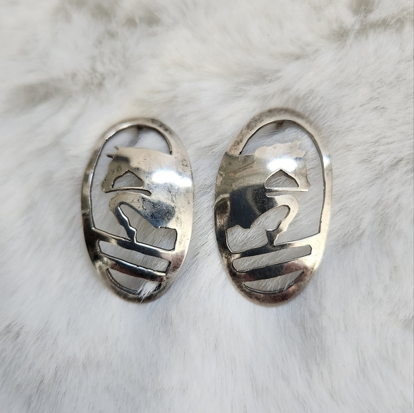 Vintage Silver Equestrian Showjumping horse earrings - Picture 4 of 8